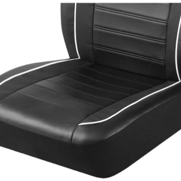 ProElite Black Low Back Faux Leather Seat Cover Set 2 Piece - Picture 4 of 10